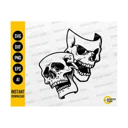 Skull Masks SVG | Bipolar Multiple Dual Personality Attitude Character | Cutting Files CNC Printable Clip Art Vector Digital Dxf Png Eps Ai