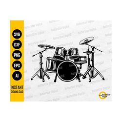 drum set svg | drums svg | musical instrument svg | drumming rhythm beat tempo | cutting files vinyl clip art vector digital dxf png eps ai