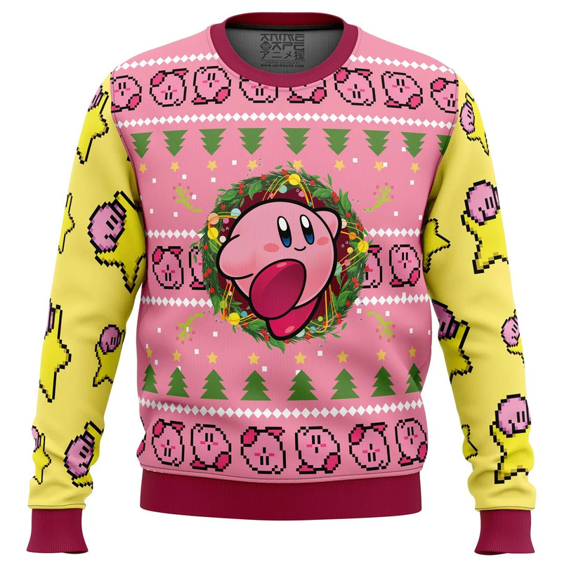 Kirby All Over Print Hoodie 3D Zip Hoodie 3D Ugly Christmas Sweater 3D Fleece Hoodie