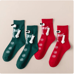 wholesale christmas socks creative magnetic suction socks unisex with 3d eyes hand in hand couple socks wedding gifts