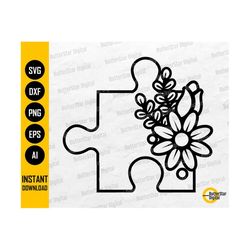 floral autism puzzle svg | autism awareness svg | autism svg | cricut cameo cutting file cut printable clipart vector digital dxf png eps ai