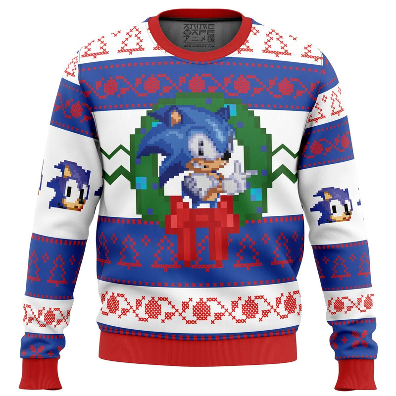 Sonic the Hedgehog All Over Print Hoodie 3D Zip Hoodie 3D Ugly Christmas Sweater 3D Fleece Hoodie