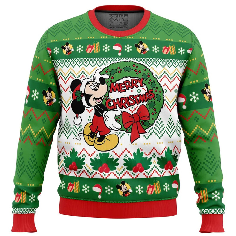 Merry Christmas Mickey Mouse Disney All Over Print Hoodie 3D Zip Hoodie 3D Ugly Christmas Sweater 3D Fleece Hoodie