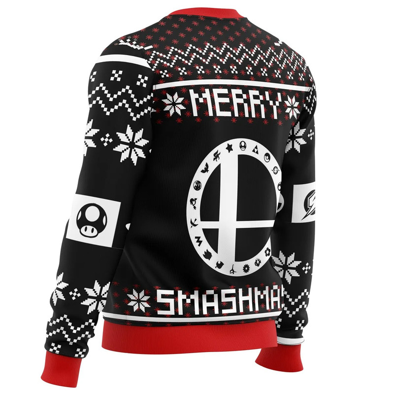 Merry Smashmas Super Smash Bros All Over Print Hoodie 3D Zip Hoodie 3D Ugly Christmas Sweater 3D Fleece Hoodie