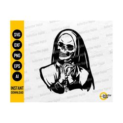 skeleton nun svg | holy rosary svg | god cross evil pray sin sinner hell heaven devil death | cut file clipart vector digital dxf png eps ai
