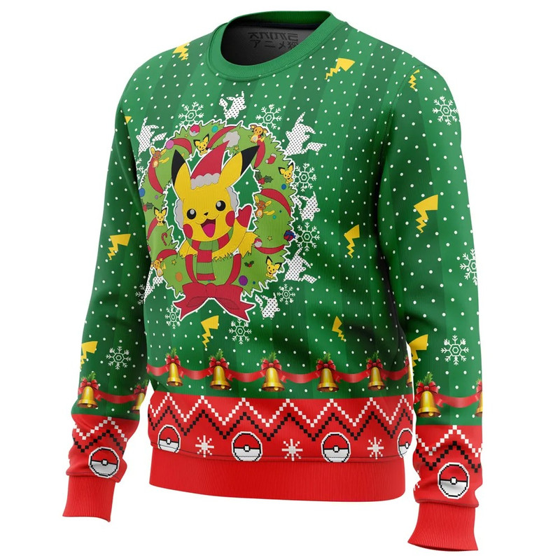Christmas Pikachu Pokemon All Over Print Hoodie 3D Zip Hoodie 3D Ugly Christmas Sweater 3D Fleece Hoodie