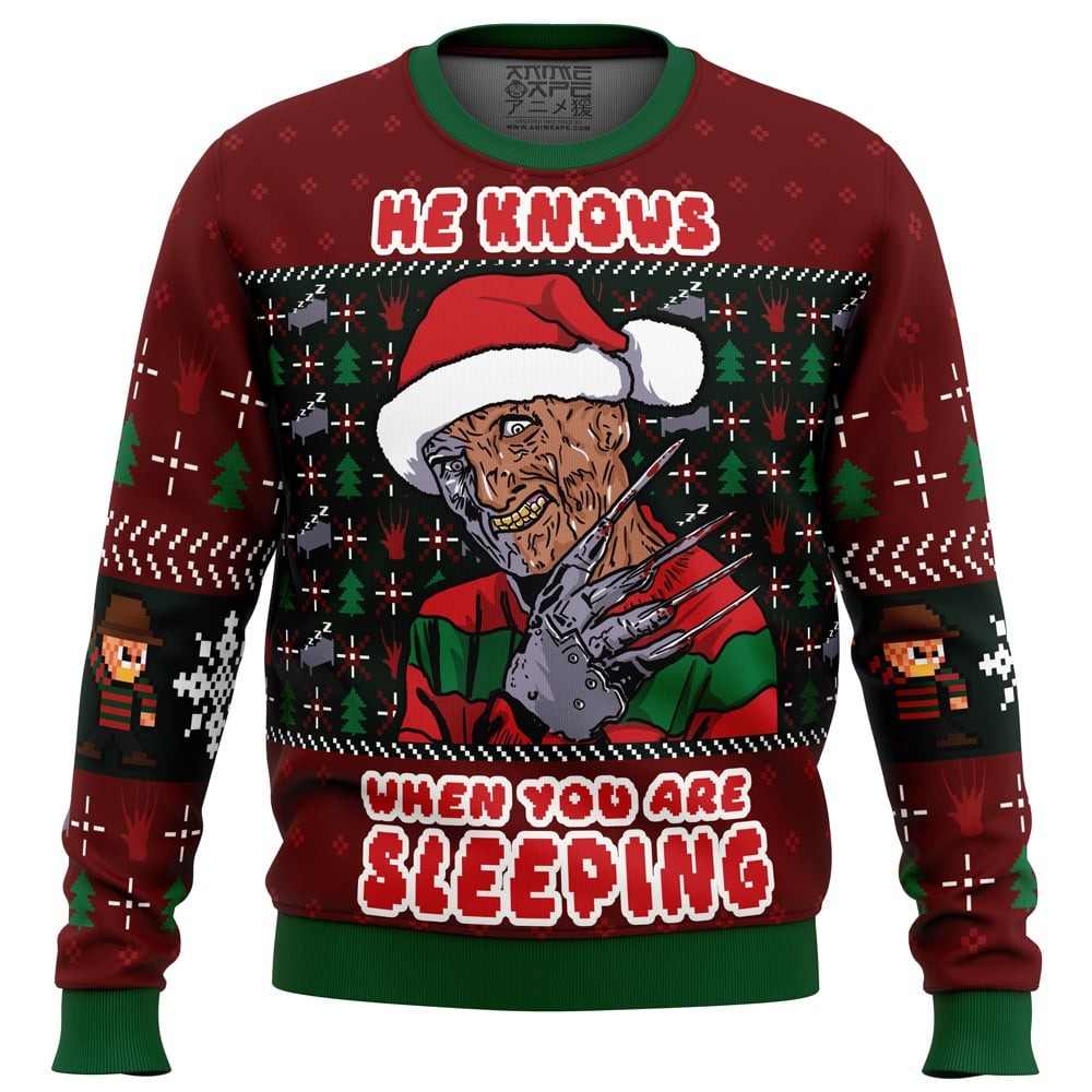 Fred Claws Christmas Freddy Krueger All Over Print Hoodie 3D Zip Hoodie 3D Ugly Christmas Sweater 3D Fleece Hoodie