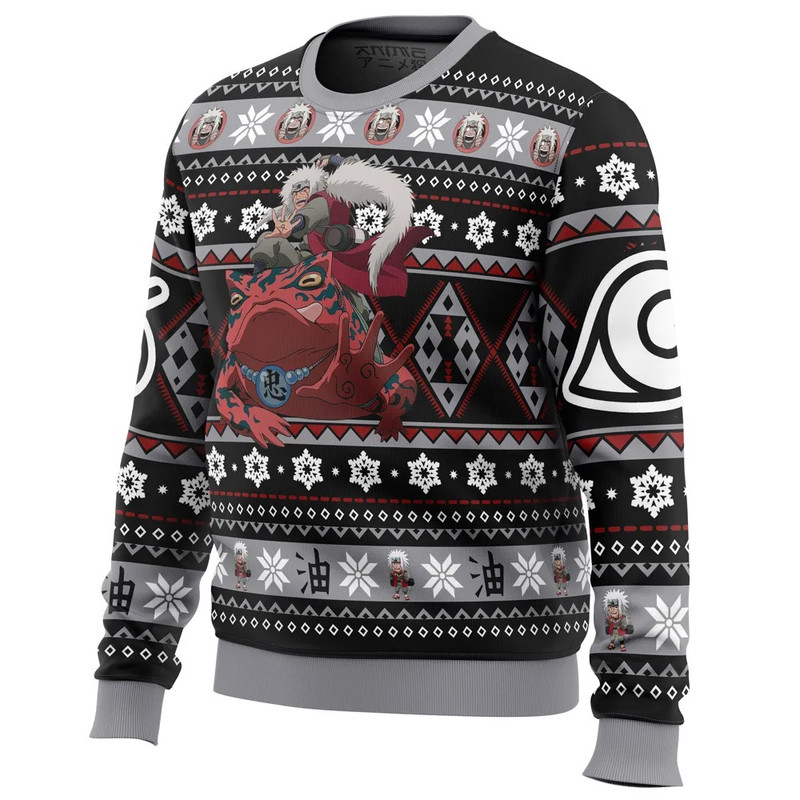 Christmas Jiraiya Naruto All Over Print Hoodie 3D Zip Hoodie 3D Ugly Christmas Sweater 3D Fleece Hoodie