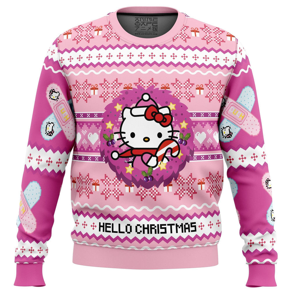 Hello Christmas Hello Kitty All Over Print Hoodie 3D Zip Hoodie 3D Ugly Christmas Sweater 3D Fleece Hoodie