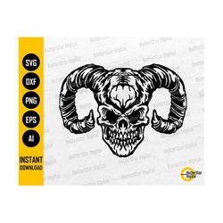 horned skull svg | skeleton svg | demon svg | hell svg | grave evil fear darkness | cut file printable clipart vector digital dxf png eps ai