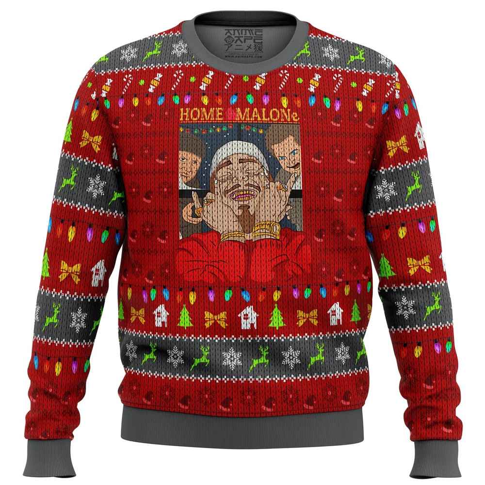 Home Malone Meme All Over Print Hoodie 3D Zip Hoodie 3D Ugly Christmas Sweater 3D Fleece Hoodie