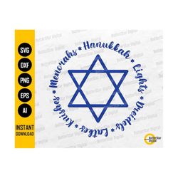 hanukkah svg | chanukah star of david | lights dreidels latkes kanishes menorahs | cricut silhouette | clipart vector digital dxf png eps ai