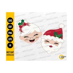 mr. and mrs. santa claus svg | cute santa claus | merry christmas | cricut silhouette cameo printable clipart vector digital png eps dxf ai