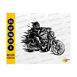 biker grim reaper svg | death svg | horror skeleton skull bones evil hell killer tattoo | cutting file clipart vector digital dxf png eps ai