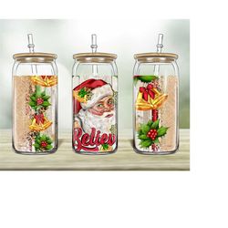christmas believe santa 16oz libbey glass png ,tumbler sublimation design,christmas believe png,merry christmas believe