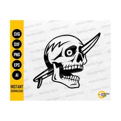 surfboard through skull svg | surfing svg | summer beach tropics island waves surf | cut file cuttable clipart vector digital dxf png eps ai