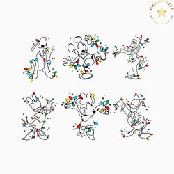 christmas lights character mickey and friend svg bundle