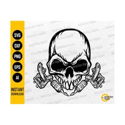 tattoo crossbones svg | tattoo artist svg | crossed tattoo gun svg | cricut cut files vinyl printables clipart vector digital dxf png eps ai