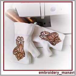 In the hoop Machine Embroidery Design Fingerless Mittens ITH