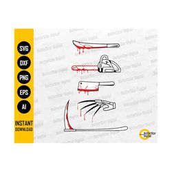 horror weapons svg | scary movies svg | halloween cut files | cricut cutting file silhouette printable clipart vector digital dxf png eps ai