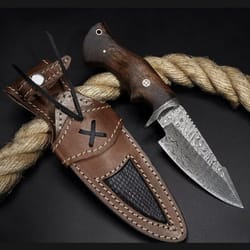 custom handmade damascus steel hunting froged knife rosewood handle gift for him groomsmen gift wedding anniversary gif