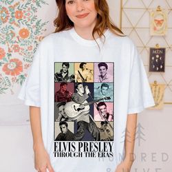 elvis presley through the eras shirt, elvis the eras tour t-shirt, elvis presley sweatshirt, the king of rock and roll m