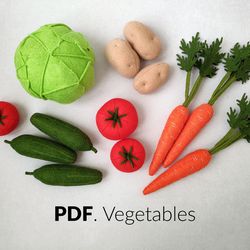 felt vegetables set - pattern pdf - felt food - play kitchen
