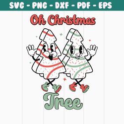 retro oh christmas tree cake svg graphic design file