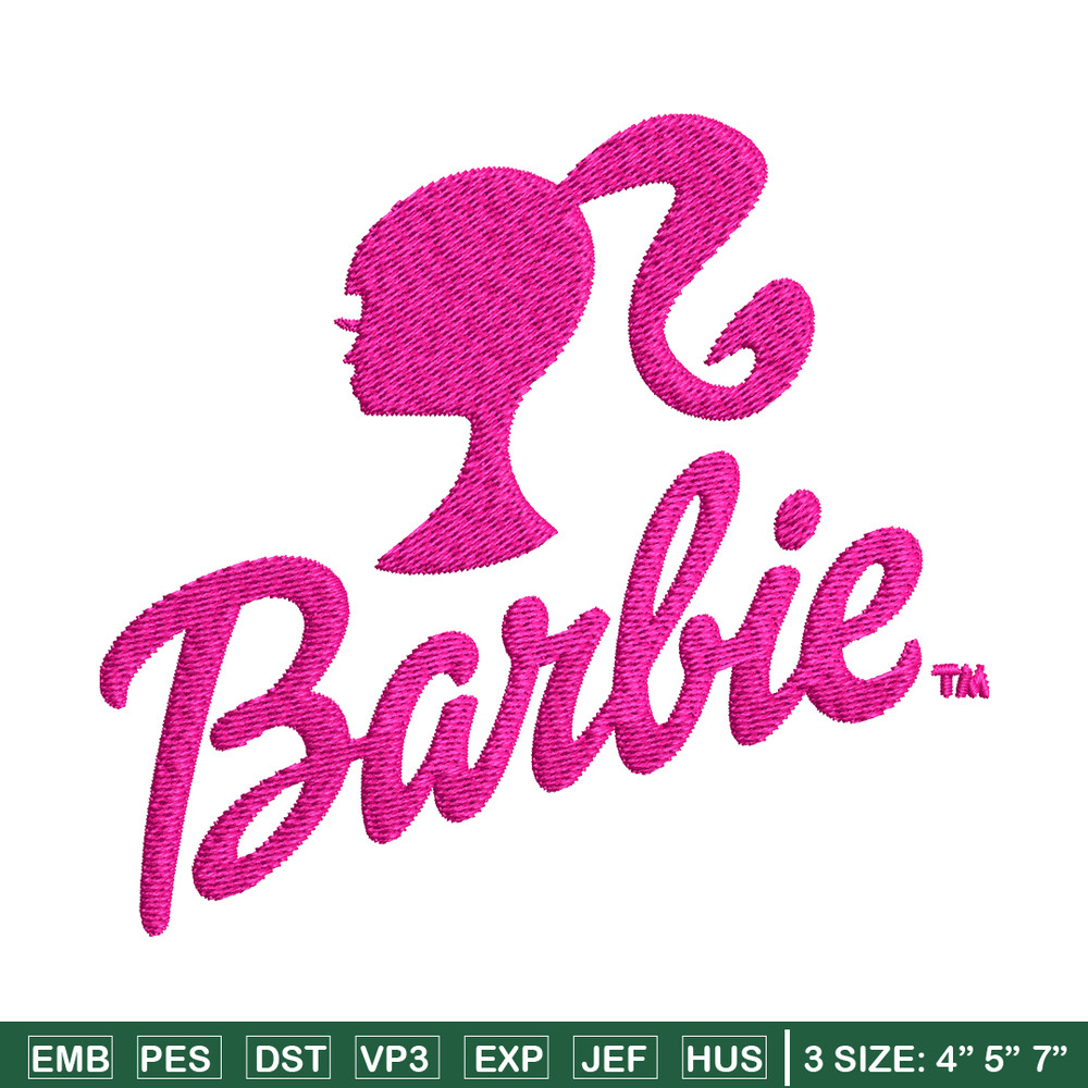 Barbie logo and her Embroidery, Barbie logo and her Embroidery, logo design, Embroidery File, Digital download..jpg