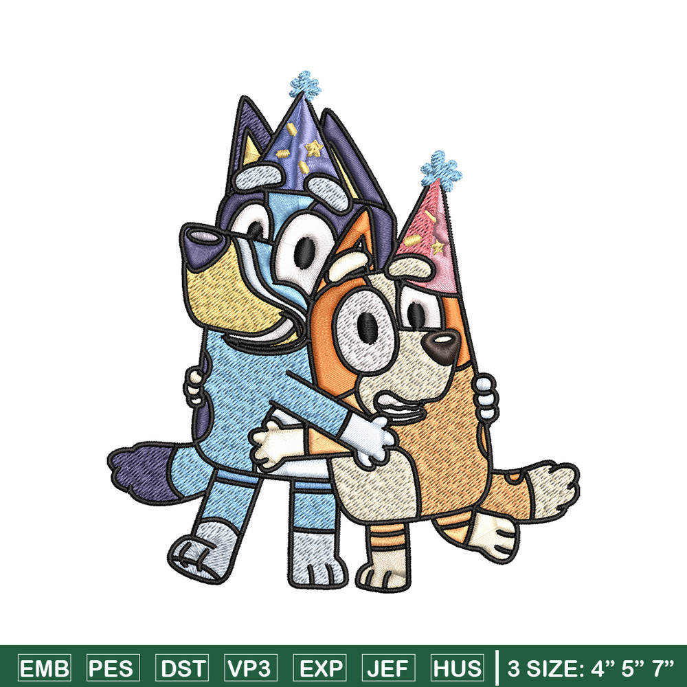 Bluey And Bingo Happy birthday Embroidery, Cartoon Embroidery, Disney Embroidery, Embroidery File, digital download..jpg
