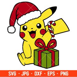 Christmas Pikachu Svg, Christmas Svg, Merry Christmas Svg, Pokemon Svg, Cricut, Silhouette Vector Cut File