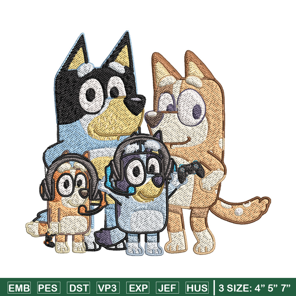 Bluey family Embroidery, Bluey family Embroidery, Embroidery File, cartoon design, logo shirt, Digital download..jpg