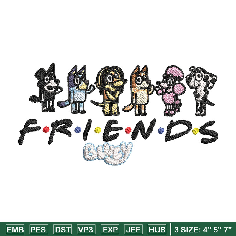 Bluey Friends Embroidery, Bluey Friends Embroidery, Embroidery File, cartoon design, cartoon shirt, Digital download..jpg