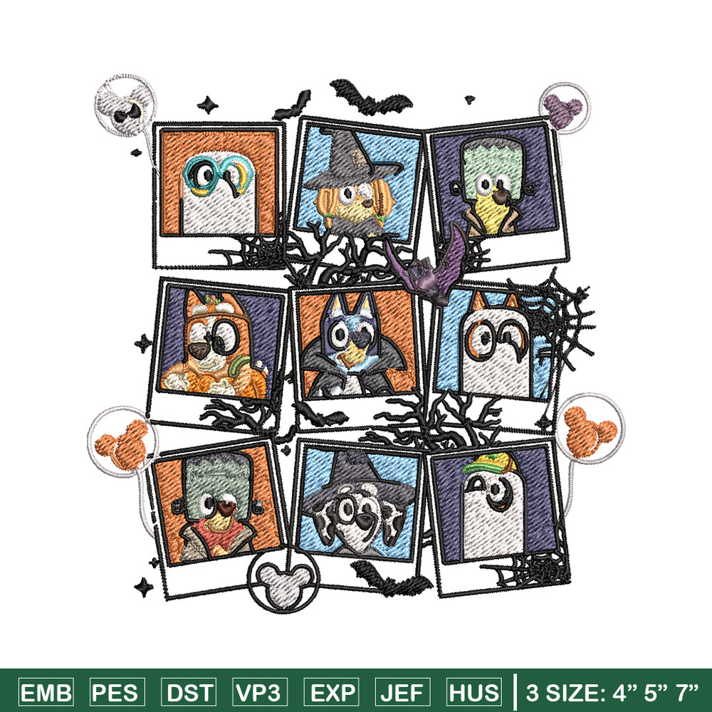 Bluey Friends Embroidery, Halloween Embroidery, Embroidery File, cartoon shirt, cartoon design, Digital download..jpg