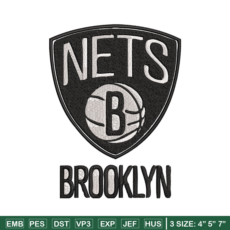 Brooklyn Nets Embroidery Design, Logo Embroidery, NBA Embroidery, Embroidery File, Logo shirt, Digital download.jpg