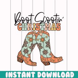 retro vintage western boot scootin christmas svg file
