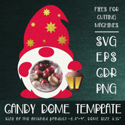 Christmas Gnome with Lantern | Candy Dome | Christmas Ornament | Paper Craft Template | Sucker Holder SVG