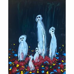 The Woods Original Acrylic Painting Dark Art Eerie Spooky 11x14 Painting Ghostly
