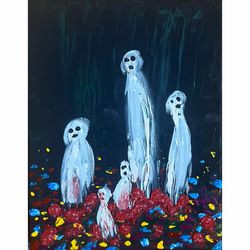 the woods original acrylic painting dark art eerie spooky 11x14 painting ghostly