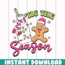 retro tis the season christmas light gingerbread svg file