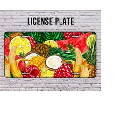 summer fruit license plate, summer license plate, fruit design license plate, summer png, fruit png, digital download
