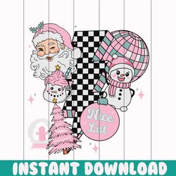 retro christmas santa claus nice list lightning bolt svg file