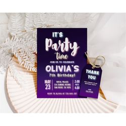 neon birthday invitation neon light party invitation neon invitation rainbow neon party glow in the dark birthday invite