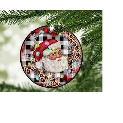 santa christmas ornament png, santa png, western christmas ornament png, round christmas ornament, xmas ornament sublimate design download