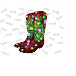 christmas lights cowboy png sublimation design,christmas light png,christmas png, western png, cowboy boot png,cowhide png, digital download