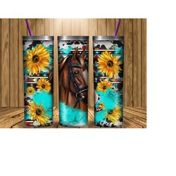 western horse tumbler png sublimation design,20oz. skinny tumbler png,aztec tumbler png, sunflower, aztec horse tumbler png,digital download