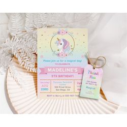 unicorn birthday invitation rainbow birthday invitation unicorn rainbow invitation template unicorn thank you tags unico