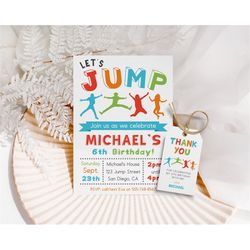 jump birthday invitation jump birthday party invitation trampoline party bounce house party let's jump party editable bi