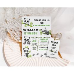 panda birthday invitation panda birthday party panda birthday invite panda bamboo birthday invitation panda thank you ta