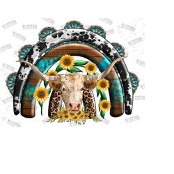 rainbow sunflower longhorn png, love cow png, watercolor farm, farm animals, cactus png, gemstone, cow sunflower png, sublimation designs